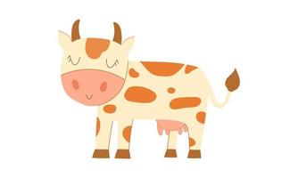 Cow flat cartoon style. Cute Cow. Vector illustrations isolated on white background.