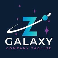 Galaxy Template On Z Letter. Planet Logo Design Concept vector