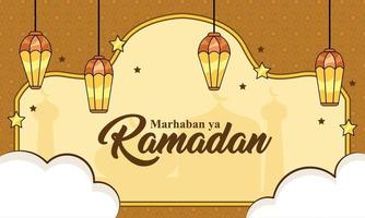 Flat Ramadan Greeting Background Banner vector