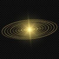 glow vector light effect, galaxy with planet orbit circles shining halo