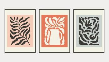 Matisse Abstract Art Set, Aesthetic Modern Art, Boho Decor, Minimalist Art, Illustration, Vector, Poster, Postcard. vector