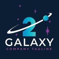 galaxia modelo en 2 carta. planeta logo diseño concepto vector