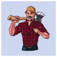 Lumberjack Man with Axe Mascot Logo vector