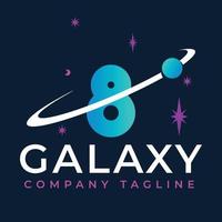 Galaxy Template On 8 Letter. Planet Logo Design Concept vector