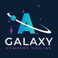 Galaxy Template On A Letter. Planet Logo Design Concept vector