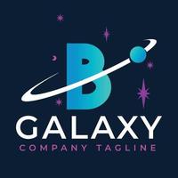 Galaxy Template On B Letter. Planet Logo Design Concept vector