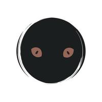 Cute esoteric magic halloween black cat icon vector, illustration on circle with brush texture, for social media story and instagram highlights vector