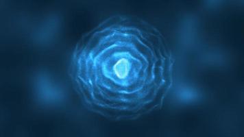resumen azul energía redondo esfera brillante con partícula olas de alta tecnología digital magia resumen antecedentes. vídeo 4k, 60 60 fps video