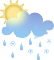 invierno clima icono. morfismo de vidrio estilo símbolos para meteo pronóstico aplicación día temporada canta sol, lluvia y nieve nubes png ilustraciones