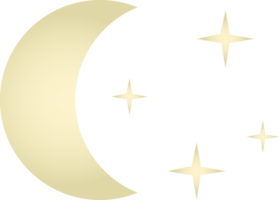 Moon stars weather icon. Glassmorphism style symbols for meteo forecast app. Night summer spring autumn winter season sings. PNG illustrations