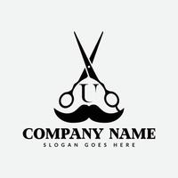 Salon and Hair Cutting Logo on Letter U Sign. Barber Shop Icon with Logotype Concept vector