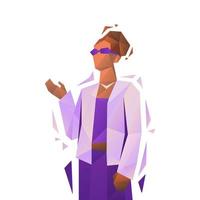 Black woman, office employee standing, low poly vector. vector