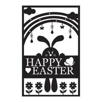 Greeting card template with Easter bunny, papercut style paper cutting, vector illustration