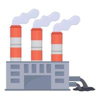 Environmental pollution with factory pipes emitting smoke, dirty air and liquid waste. Color vector illustration in flat style