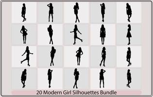 silhouettes of fashion model girls in mini different type,silhouettes of beautiful women,Silhouettes of Fashion women,Vector silhouettes drawing girl vector
