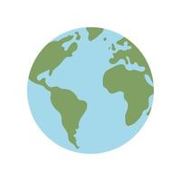 Globe world map. Planet earth flat vector illustration. Doodle map with continents and oceans.