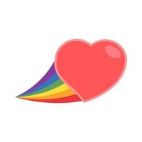 Heart icon with rainbow flag tail. Lgbt support and love design. Lesbian, Gay, Bisexual, Transgender representation symbol. vector