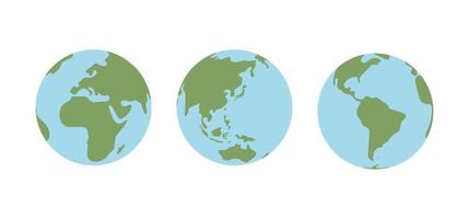 Globe world map. Planet earth flat vector illustration. Doodle map with continents and oceans.