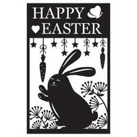 Greeting card template with Easter bunny, papercut style paper cutting, vector illustration