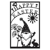 Greeting card template with Easter bunny, papercut style paper cutting, vector illustration