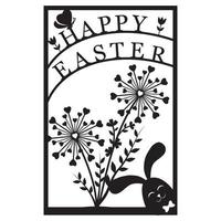 Greeting card template with Easter bunny, papercut style paper cutting, vector illustration