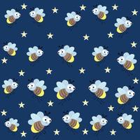 Cartoon fireflies pattern vector