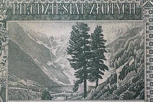 Tatra mountains with Sea Eye from old Polish money photo