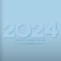 Happy New Year 2024 text design. for Brochure design template, card, banner. Vector illustration. Isolated on light blue background.