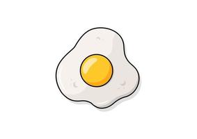 Fried Egg Vector Flat Design on White Background