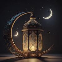 islamic greetings ramadan kareem card design lantern background illustration photo