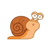 cute cartoon snail mascot illustration design with expression. suitable for children's books and logo mascots vector