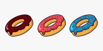 donut illustration design with various toppings and flavors vector