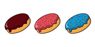 donut illustration design with various toppings and flavors vector