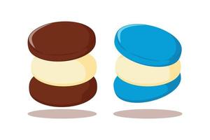 sweet macaron illustration design with vanilla topping vector