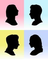 female and male head silhouette collection illustration design vector