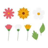 vector spring elements collection flowers and leaf