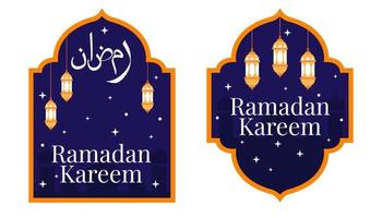 flat style ramadan badge illustration design vector