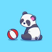 linda panda ilustración diseño sentado jugando pelota. prima aislado animal diseño concepto vector