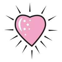 A heart with rays. Color isolated vector illustration in cartoon style.