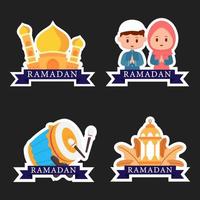 illustration design ramadan kareem sticker set vector