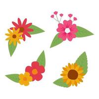 collection of flower bouquet vector design with leaves