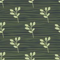 Simple branches with leaves seamless pattern. Organic endless background. Decorative forest leaf endless wallpaper. vector