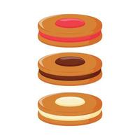 biscuit illustration design with cream of various flavors vector