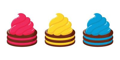 Galleta ilustración diseño con varios coberturas y sabores vector