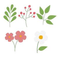 vector spring elements collection. flowers and bees