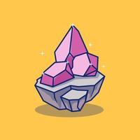 Illustration of a beautiful crystal stone design on a boulder. Isolated object design premium concept vector