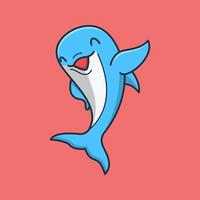 happy cute dolphin is waving its hand. isolated animal design concept. flat cartoon style premium vector