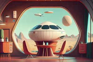 1960s-1970s Retro Style Space Illustrations. Psychedelic Style. photo