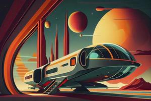 1960s-1970s Retro Style Space Illustrations. Psychedelic Style. photo