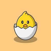 The illustration design of a chicks that have just hatched and are still inside their egg shells. Isolated animal design. Suitable for landing pages, icons, stickers, book covers, banners, assets etc. vector